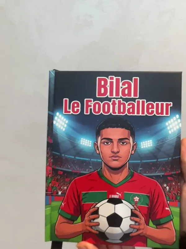 "Bilal Le Footballeur" cover: Bilal in the Morocco jersey, holding the ball